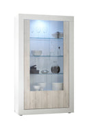 Mobile Vetrina 2 Ante 110x42x191 cm in Legno TFT Lipari Bianco e Pino
