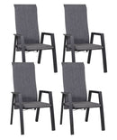 Set 4 Sedie con Braccioli da Giardino 59.5x72x111 cm in Alluminio Ethan Antracite