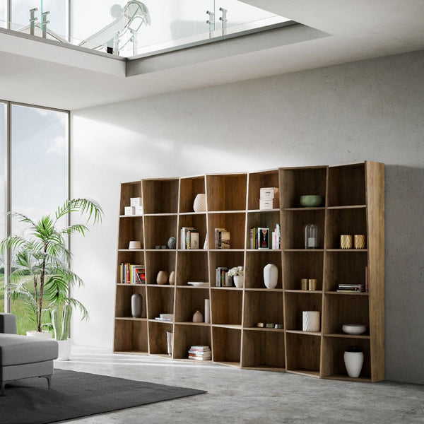 prezzo Bibliothèque Moderne 7 Éléments 5 Etagères Trek Noyer