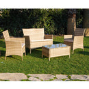 Set Salottino Polyrattan Naturale Divano Poltrone Tavolino per Arredo Giardino