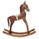 Cavallo a Dondolo Decorativo in Legno rivestito in Metallo oro cm 40x11xh46