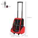 Trolley zaino 2 in 1 per piccoli animali domestici Rosso 35x27x49 cm 