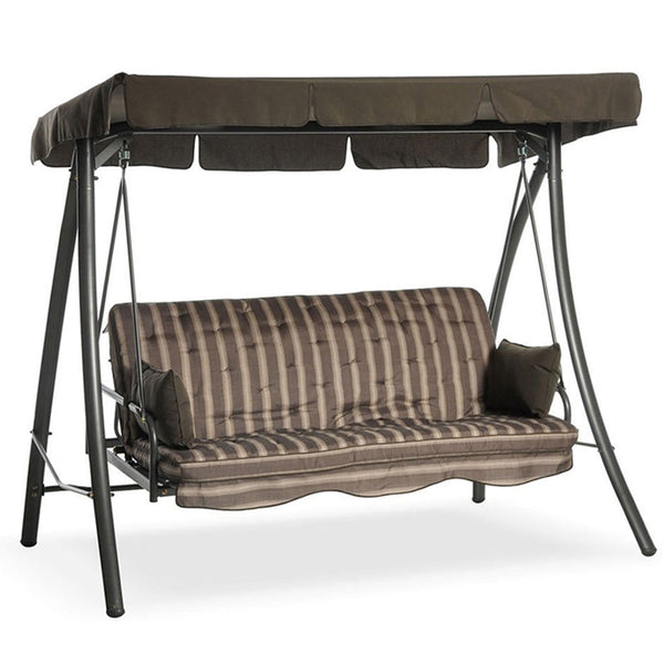 online Lit balançoire de jardin 3 places 199x90x176 cm en acier et polyester marron