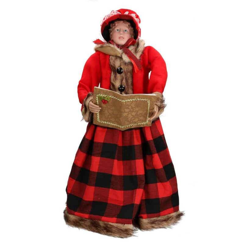 Set 4 Pupazzi Famiglia Natalizia 40x72x24 cm in Tessuto Rossi