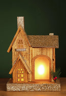 Casetta con 18 Led H34 cm in Legno