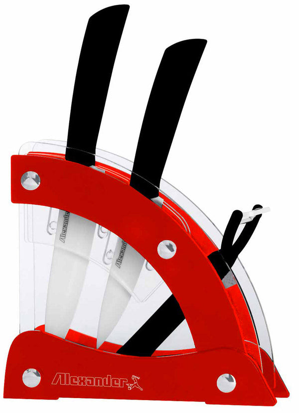 online Bloc avec 2 couteaux en céramique et épluche-légumes rouge Alexander Vela