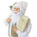 Babbo Natale Bianco e Oro Abito in Velluto 120Hcm con Luci e Suoni