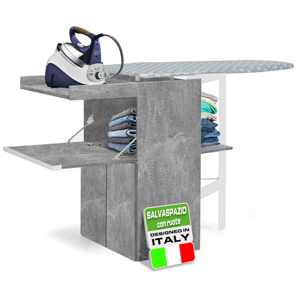 prezzo Mobile Asse da Stiro a Scomparsa Salvaspazio Richiudibile 55x38x90,5 cm In MDF Effetto Cemento