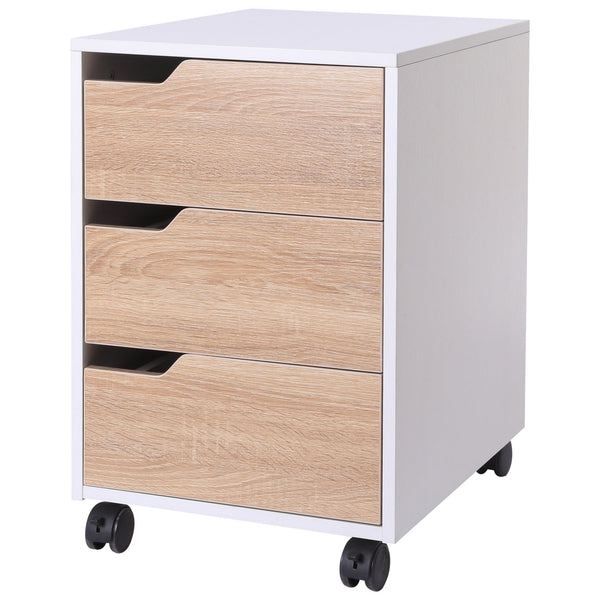 sconto Commode de bureau à roulettes 3 tiroirs 40x50x57,5 cm Blanc