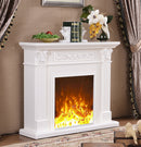 Camino Elettrico da Pavimento 102x120x33 cm Effetto Fiamma 1500W Valencia Bianco