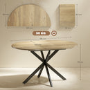 Tavolo da Pranzo Industriale per 4-6 Persone 135x100x75 cm con Ribalta Rotonda in Legno e Acciaio      