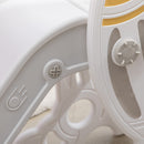 Scivolo per Bambini 18-36 Mesi 157x46.5x80 cm a Tema Spaziale con Scale Antiscivolo in PE e PP Grigio e Bianco   