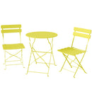 Set Bistrò con Due Sedie e Tavolo da Giardino Ø58x70 cm Pieghevoli in Metallo Giallo      