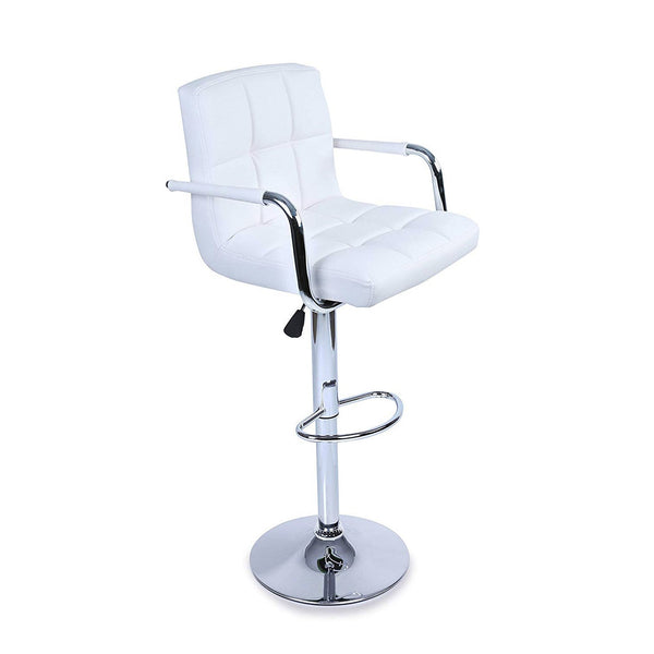 Tabouret avec accoudoirs à vérin à gaz et siège pivotant en faux cuir blanc Vandi sconto