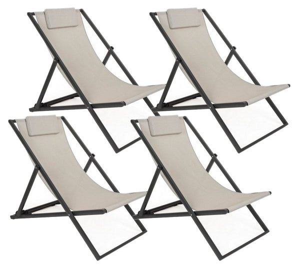 sconto Set 4 Sdraio Pieghevoli Taylor Grigio Scuro Taylor Grigio Scuro