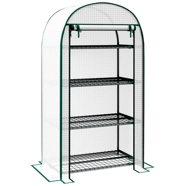 Serra da Giardino Verticale 80x50x160 cm con 4 Ripiani in Metallo e Copertura in PE Bianco prezzo