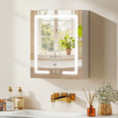 Armadietto Bagno con Specchio 50x15x60 cm Luce LED Regolabile e Sistema Antiappannamento in MDF Bianco      
