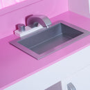 Cucina Giocattolo per Bambini con Accessori in Legno Rosa 110x32.5x99.5 cm 
