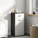 Mobile Bagno 35x30x77,5cm con Cassetto e Armadietto in Legno Bianco e Nero  