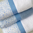 Set Spugna 4 Pezzi Asciugamani Viso + Ospite con Balza Stampata Garrini Emily Azzurro