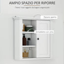 Mobiletto da Parete Salvaspazio 4 Ripiani Anta in Legno Bianco 53x14.5x50.5 cm