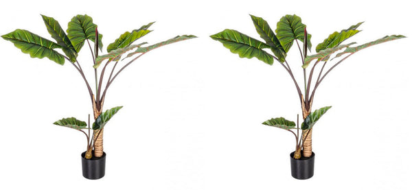 Set 2 Piante Artificiali Dieffenbachia Ø100x134 cm in Plastica con Vasi Verde sconto