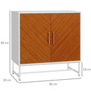 Mobiletto Basso 80x39x80 cm in Truciolato e Metallo Bianco e Marrone