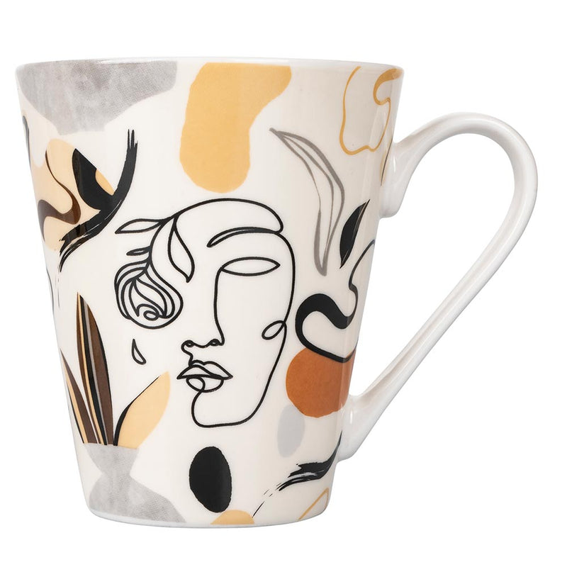 Set 2 Tazze Ø8,8x10,5 cm in Bone China VdE Tivoli 1996 Face to grey