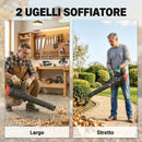 Soffiatore a Batteria 18V Motore Brushless 600W 3 Livelli Velocità Turbo Boost e Caricabatterie      