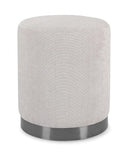 Pouf Ø 35x42 cm Ernestine in Tessuto Grigio Chiaro