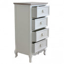 Cassettiera Cuore 4 Cassetti 44x34x90 h cm in Legno di paulownia Bianco