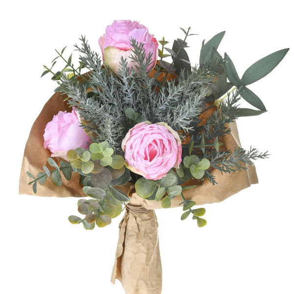 Set 4 Bouquet Artificiel Romantique avec Roses Hauteur 30 cm Rose sconto