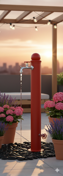 Fontana da Giardino con Doppio Rubinetto Belfer Idrante 42/ID Rosso