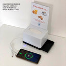 Porta Menu Dispenser Tovaglioli da Tavolo con Presa USB Ricarica Smartphone Asse Bianco