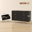 Cassettiera 6 Cassetti Moderna 120x40x76,5 cm con Maniglie Dorate in MDF e Truciolato Nero      