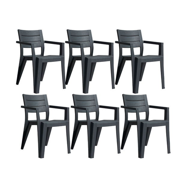 Set 6 Sedie da Giardino Keter Julie 61,5x58,5x79 cm Effetto Legno Grafite prezzo