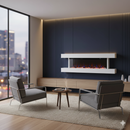 Camino Elettrico da Parete o Incasso Alaro Ultra+ 152x18x52 cm Effetto Fiamma Telecomando in MDF Bianco