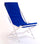 Transat Pliable en Bois Rocking Chair Tissu Blanc Laqué Bleu