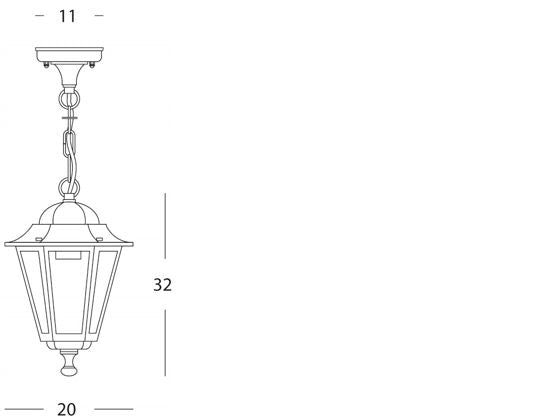Lampada Sospesa Colore Nero per Esterno Linea Mini Esagonale Sovil