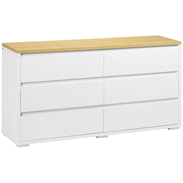 online Cassettiera 6 Cassetti 140x37x75 cm in Truciolato Bianco e Color Legno