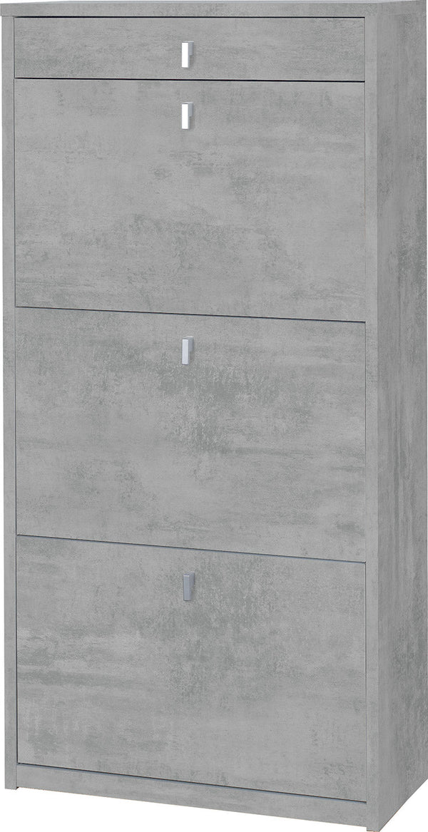 online Meuble à Chaussures 3 Portes 1 Tiroir 63x127x29 cm Ciment