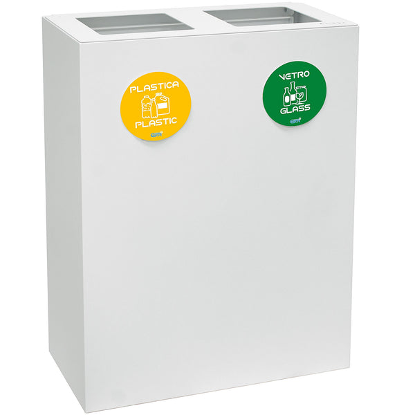 Pattumiera per Raccolta Differenziata 2 Scomparti 120 L 60x30x80 cm in Acciaio Verniciato Bianco online