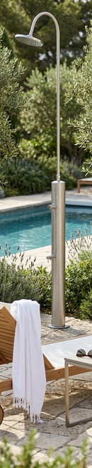 Doccia da Giardino con Rubinetto Chiusura Manuale Doccia e Lavapiedi Minijet-R Inox Anodizzato