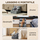 Scala per Cani a 3 Gradini per Cani e Gatti di 4,5 kg in Velluto Sfoderabile e Lavabile Grigio Chiaro      