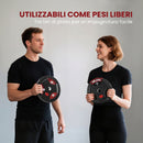 Set di Dischi Pesi 2x15 kg Ø34x5 cm con Foro 5 cm e 3 Impugnature in Acciaio e Plastica Nero      