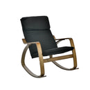 Sedia a Dondolo in Tessuto e Legno con Cuscino 67x95xH90cm Nera