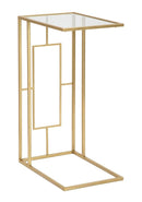 Tavolinetto C 40,5x25,5x60 cm in Ferro e Vetro Oro