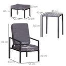 Set Salotto da Giardino in Metallo e Poliestere 2 Sedie 2 Pouf e Tavolino  Grigio e Nero