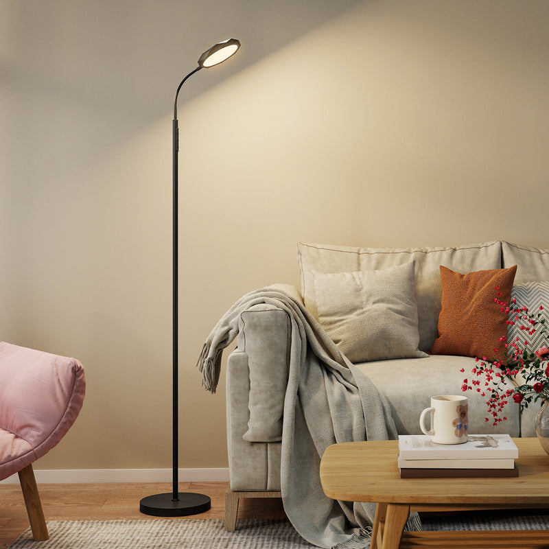 Lampada da Terra LED 22x166 cm con Telecomando Regolazione Luminosità e Temperatura in Acciaio Nero      