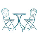 Set Tavolino e 2 Sedie Pieghevoli da Giardino Deco Turchese
